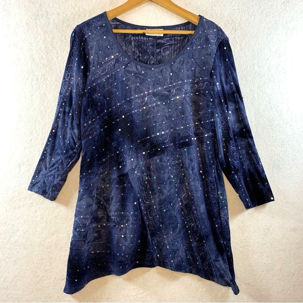 VTG Dressbarn Womens Whimsigoth Tunic Top Sz M Purple Boho Fairy Grunge